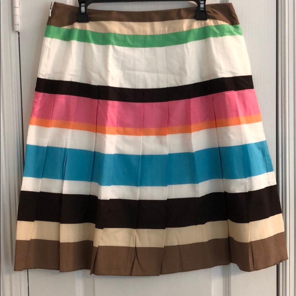 Talbots: Horizontal Wide-Stripe Pleated Skirt